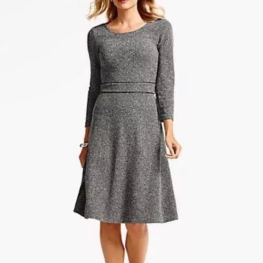 NWT Talbots grey and black heathered long sleeve tweed dress 9022